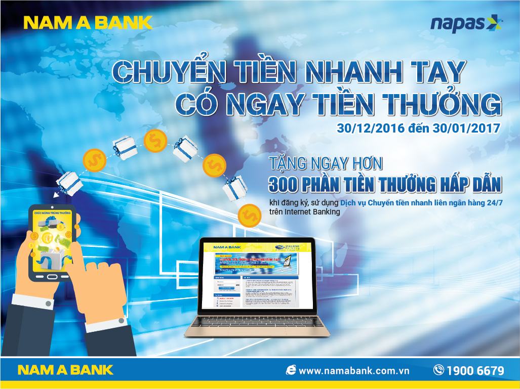 “Chuyển tiền nhanh tay – Có ngay tiền thưởng” tại NamABank